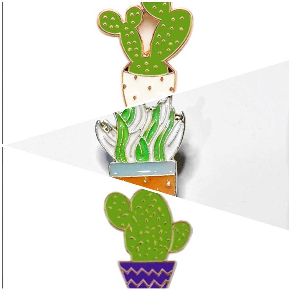 3 Pcs Cactus Brooch Set